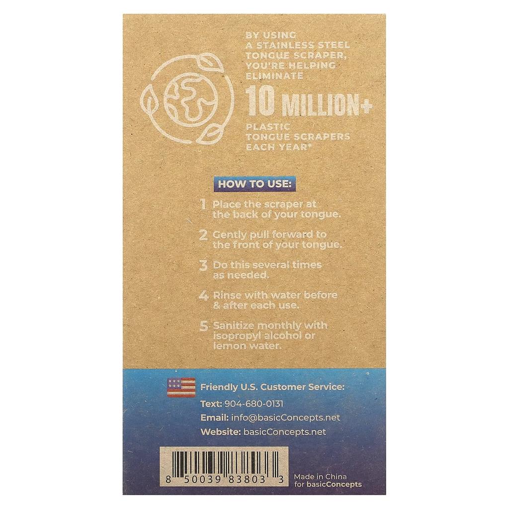 Stainless Steel Tongue Scraper, 2 Pack