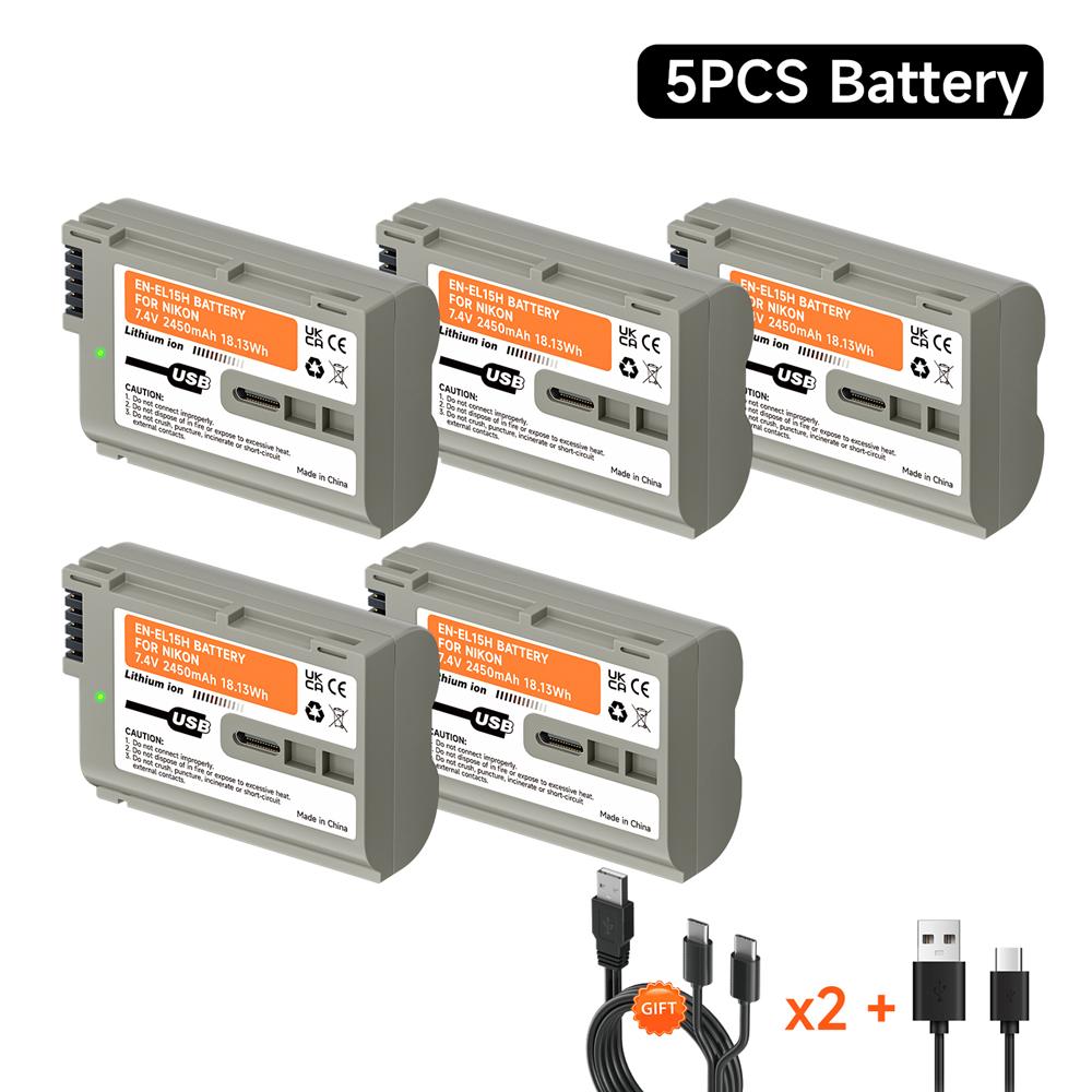 2450 мАч EN EL15 EN-EL15 для камеры Nikon, аккумулятор en el15 USB EN-EL15B, аккумулятор для Nikon D500 D610 D750 D7000 D7200 D7500 D600 Z5