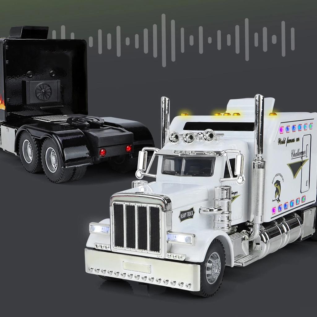 1:Игрушечный седельный тягач Peterbilt 389, масштаб 1:24, для детей, дизайн Lonestar, с функциями, собранный полуприцеп, Реали
