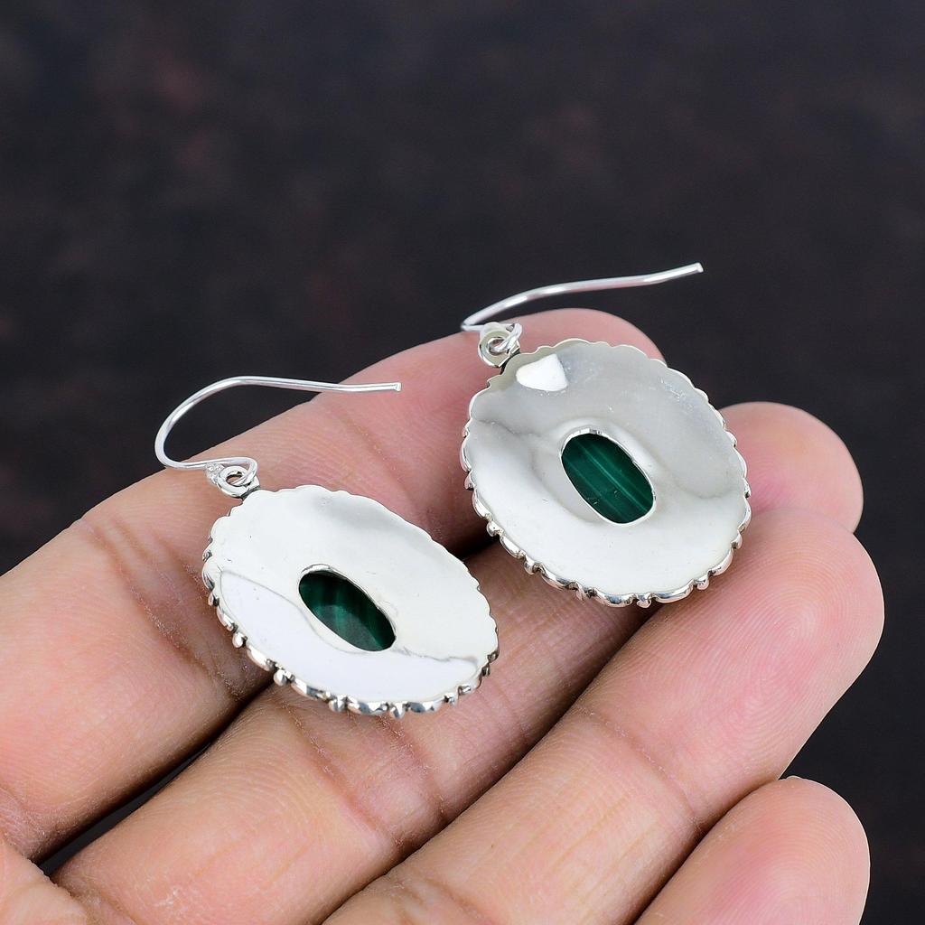Серьги из малахита, драгоценные камни, серьги ручной работы, серьги из стерлингового серебра 925 пробы, ювелирные изделия из малахита высшего качества, винтажные серьги, подарки для нее