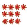 10pcs Glitter Poinsettia 5.5 Inch Artificial Flower Christmas Clip Stem Christmas Tree Ornaments For Wedding Party Wreath Decoration