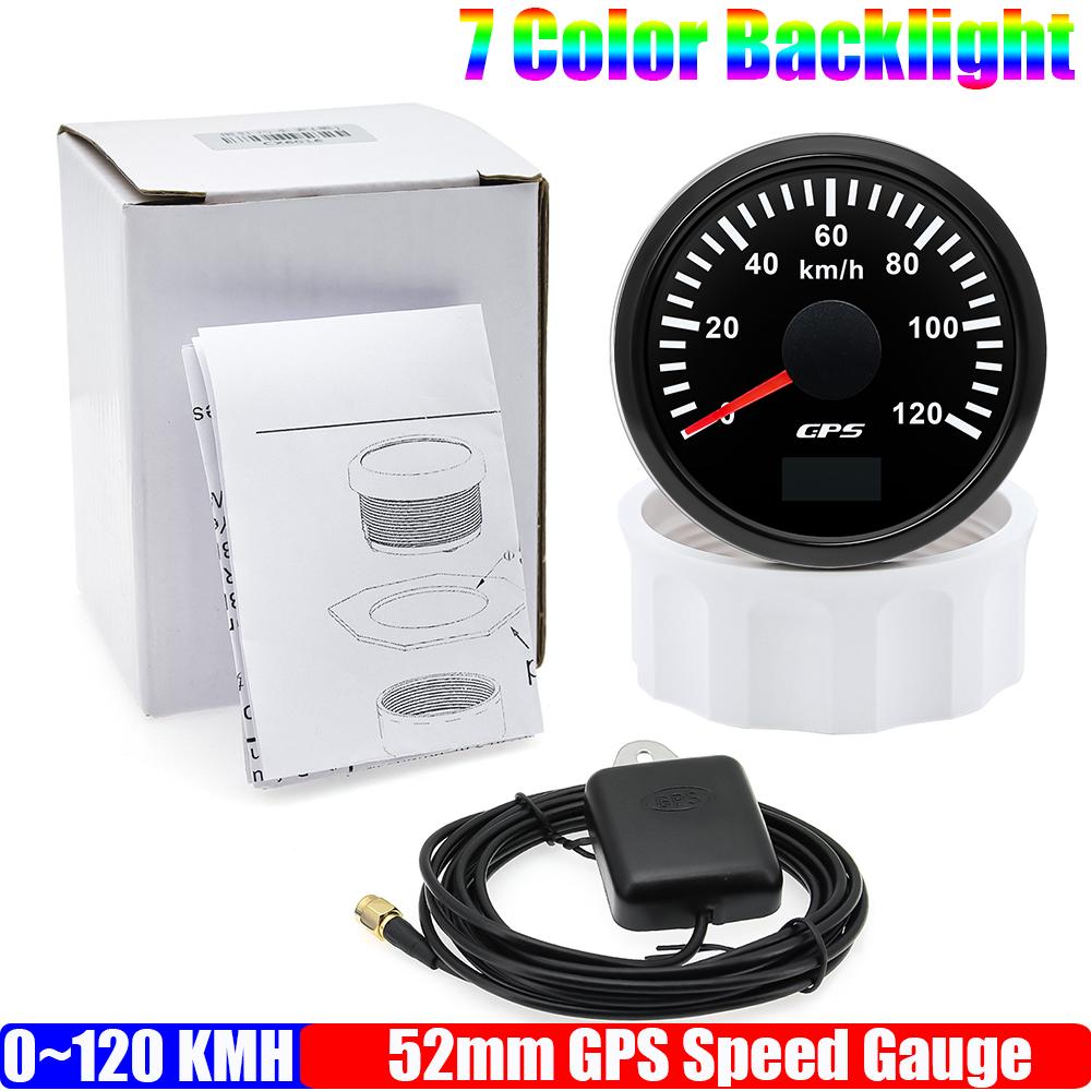 30КМ/Ч, 60КМ/Ч, 80КМ/Ч, 120КМ/Ч, 200КМ/Ч GPS Спидометр с Антенной 7-цветный LED 52мм Измеритель Скорости для Морской Лодки Автомобиля 12В24В