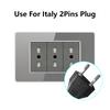 Italy Chile Socket with USB Smart Type-c 20W Fast Charging Glass Wall Electric Light Switch,Thai US Brazil Dual USB Power Socket