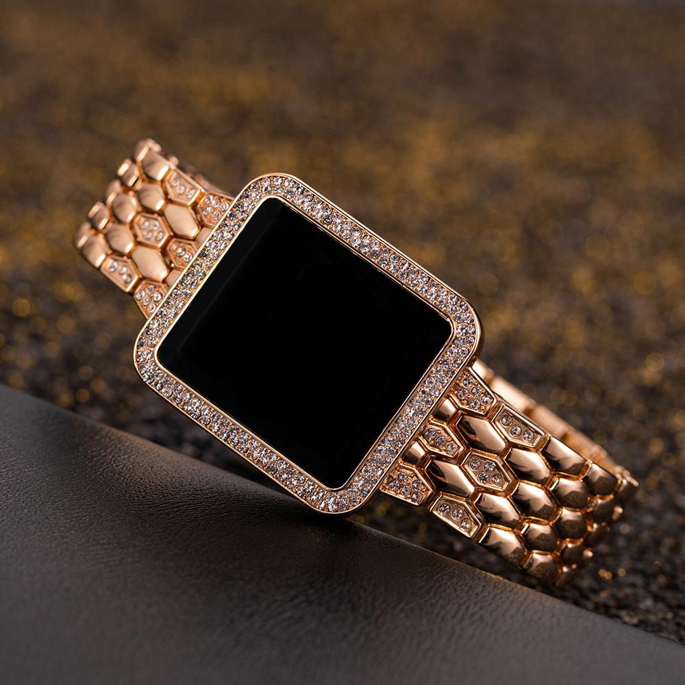 Rhinestone Digital Watch for Women Simple Touch Screen LED Ladies Wristwatch