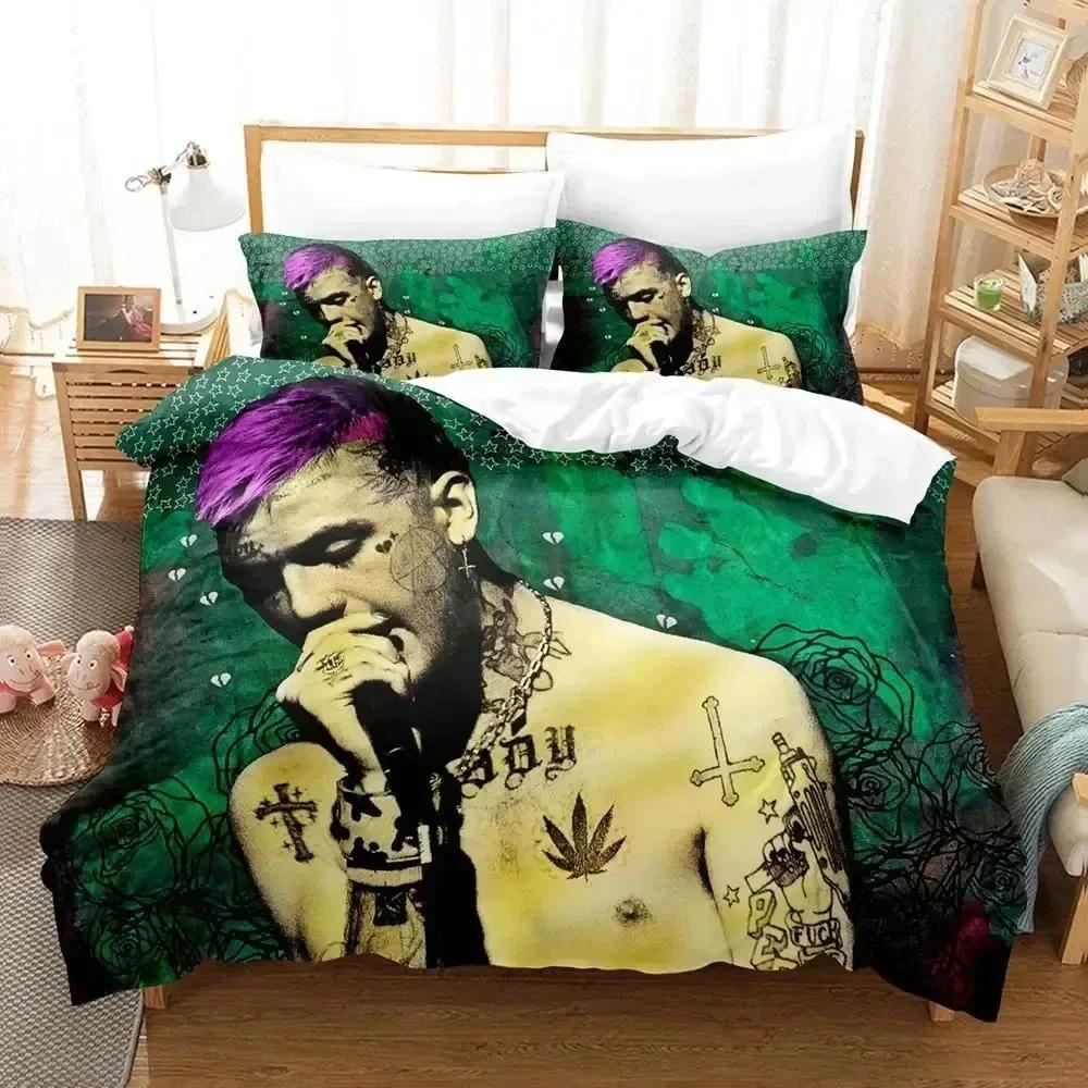 Комплект постельного белья с 3D-принтом Rapper Lil Peep, пододеяльник, стеганое одеяло, наволочка, одеяло размера king-size для мальчиков и взрослых