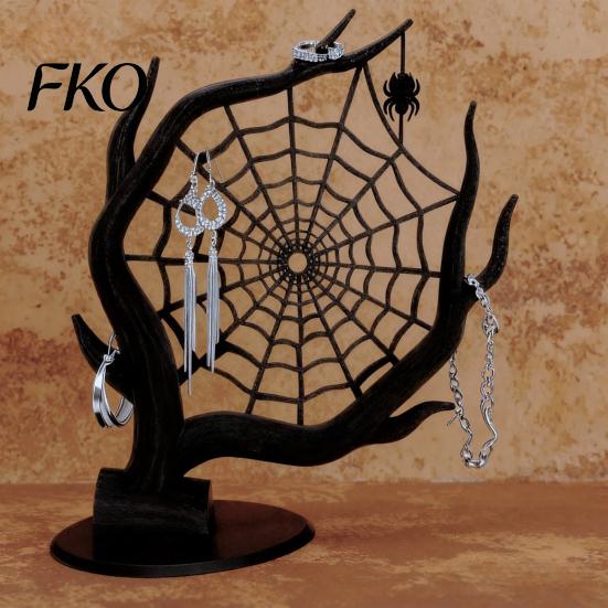 Earring Ring Bracelet Stand 3D Printed Spider Web Decoration, Tree Jewelry Organizer Holder, Halloween Holder Earrings Rings Bracelets Storage