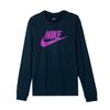Swoosh Solid Color Logo Print Long Sleeve Knit Shirt Men Tops Peacock-Green 708467-464