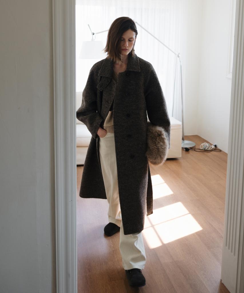 Unnout Alpaca Vintage Robe Coat Brown
