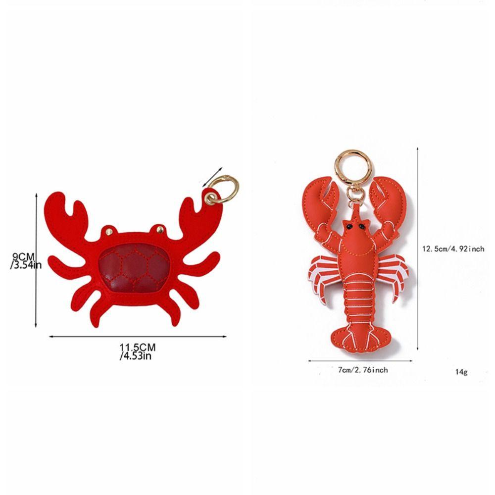 Cute Pu Crab Keychain Summer Bag Charm Multi-color Pu Leather Lobster Pendant Bag Ornament