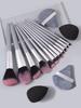 4/12/16PCS Beginner Makeup Tool Set: 12PCS Soft-bristled Makeup Brushes +4PCS Super Soft Makeup Sponges for Daily Portable Use