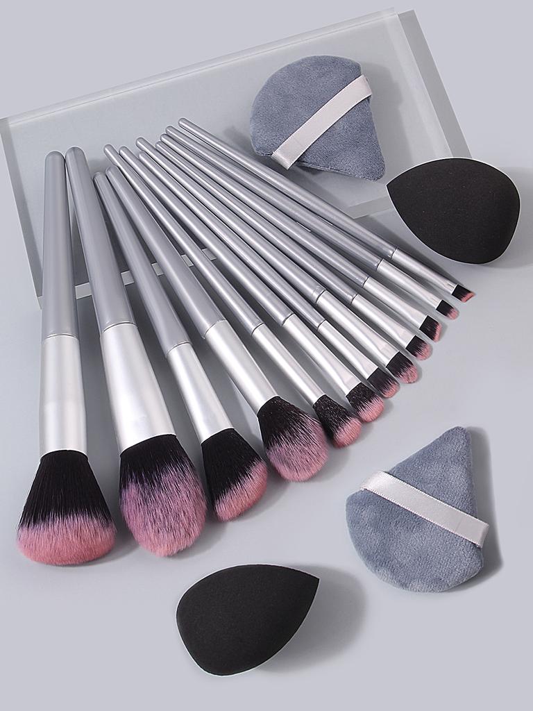 4/12/16PCS Beginner Makeup Tool Set: 12PCS Soft-bristled Makeup Brushes +4PCS Super Soft Makeup Sponges for Daily Portable Use