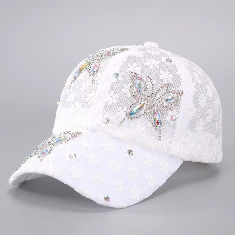 With Diamond Inlaid Women's Baseball Cap Adjustable Duckbill Hat Outdoor Sunshade Hat  Summer