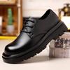 2024 New Men Casual Leather Derby Shoes Lace Up Trendy Business Formal Shoes Comfy Antiskid Office Shoes Platform Wedding Shoe