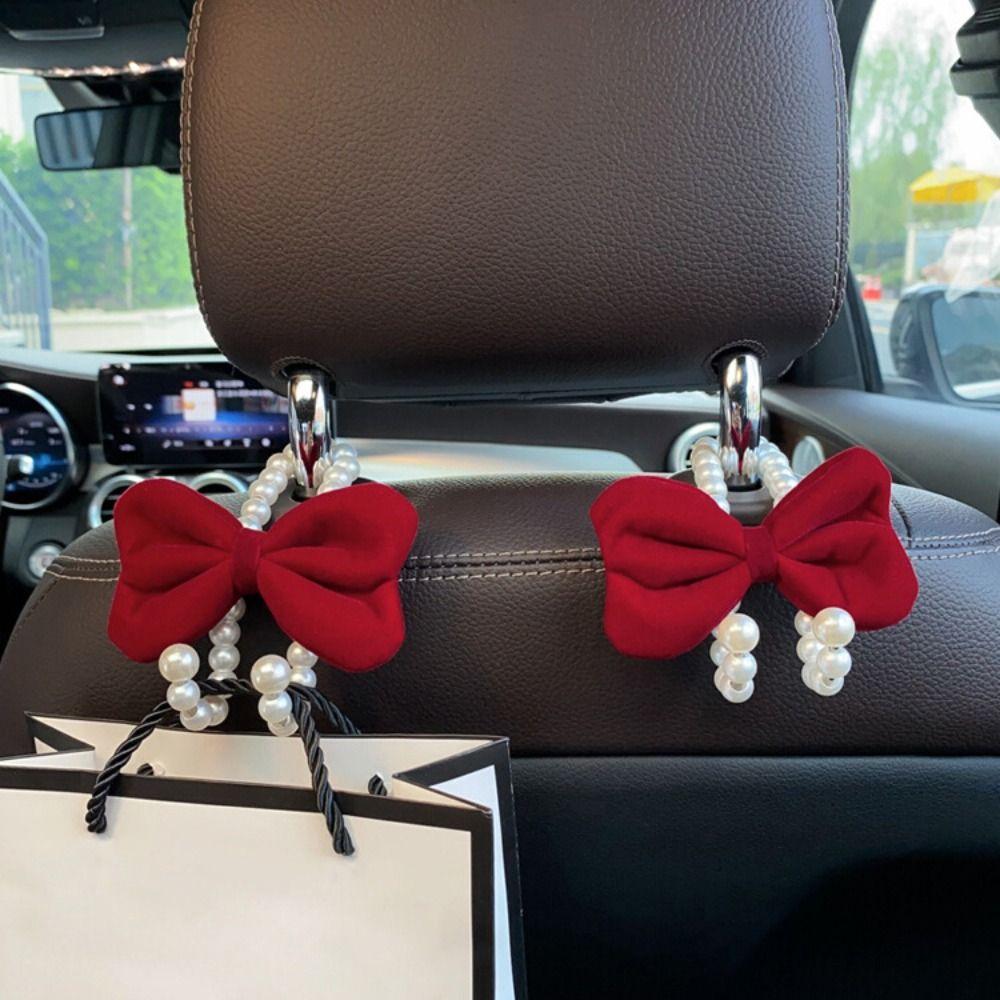 Elegant Bow Car Hook Bowknot Adorable Bow Knot Car Hook Pearl Car Organizer Clip Car Styling