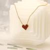 High-End 18k Titanium Steel Peach Heart Choker Necklace with Red Acrylic for Women