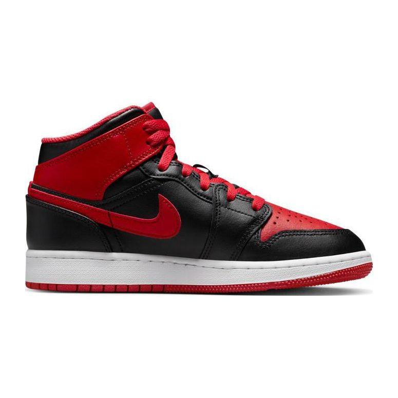 Кроссовки Air Jordan 1 Mid GS Alternate Bred для детей Черный Огненно-красный Белый DQ8423-060