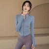 Spring warm tight stand-up neck cardigan slim yoga clothes jacket fitness clothes women's thick velvet running sports jacket