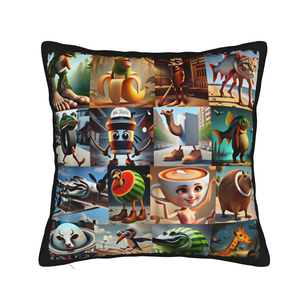 Pillow Case Italian Brainrot Meme Print Pillow Cover For Office Car Home Decor Retro Trendy Pillowcases
