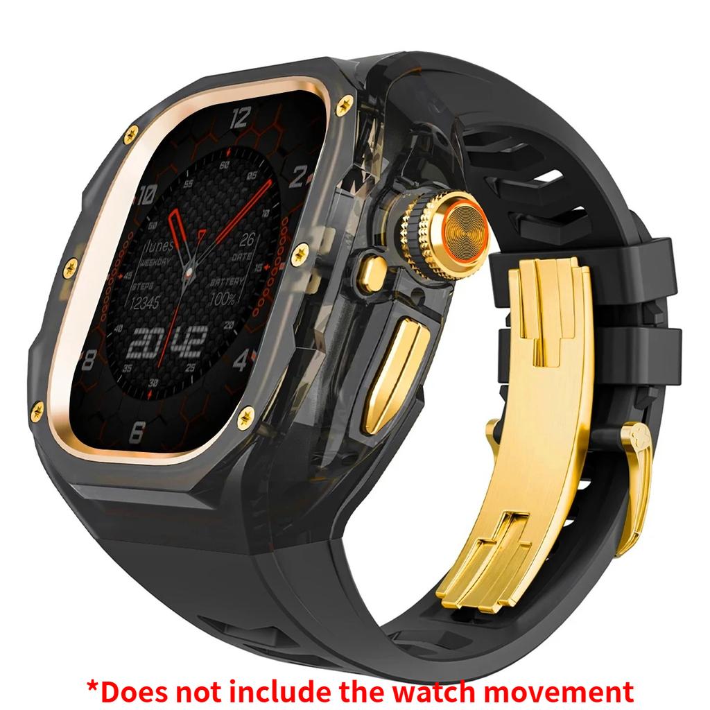 Роскошный мод-комплект для Apple watch Ultra 3/2/1 49 мм Спортивный резиновый ремешок+чехол для Iwatch ultra 49 мм Прозрачный ледяной чехол Комплект для переделки