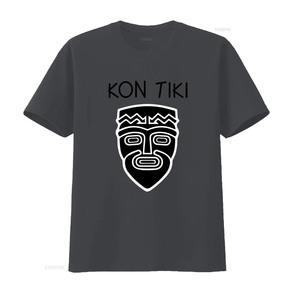Kon Tiki Tribal Mask Design T Shirt Unique Art Print for Trendy Fashion vintage Washed Comfortable Slightly Unisex Stretched