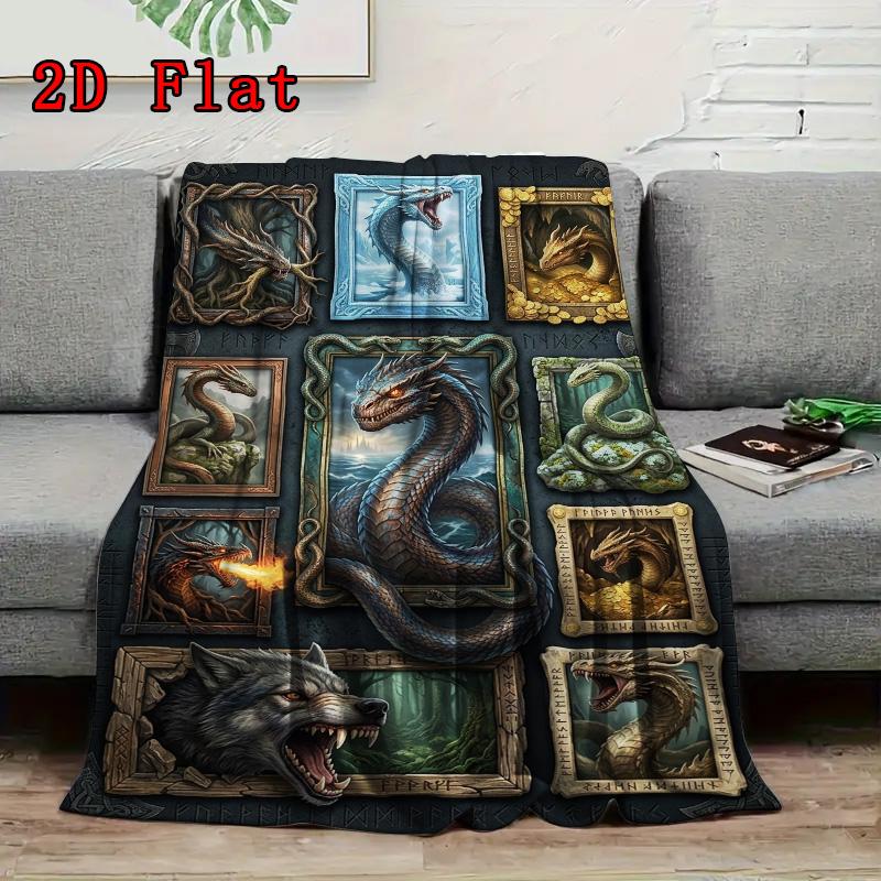 Mythical Creatures Gallery 2D Flat Pattern Flannel Blanket, High quality All Seasons, Home Decor, Warmth and Comfort, Perfect for Christmas Gifts.