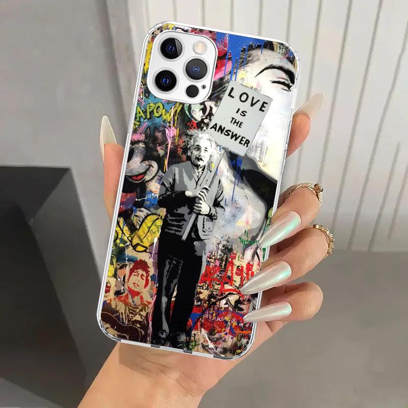 Чехол для телефона с граффити-артом Бэнкси для iPhone 16 15 14 13 12 Mini 11 Pro Max 16E X XS XR 7 Plus 8 SE 2020 Мягкий чехол с принтом