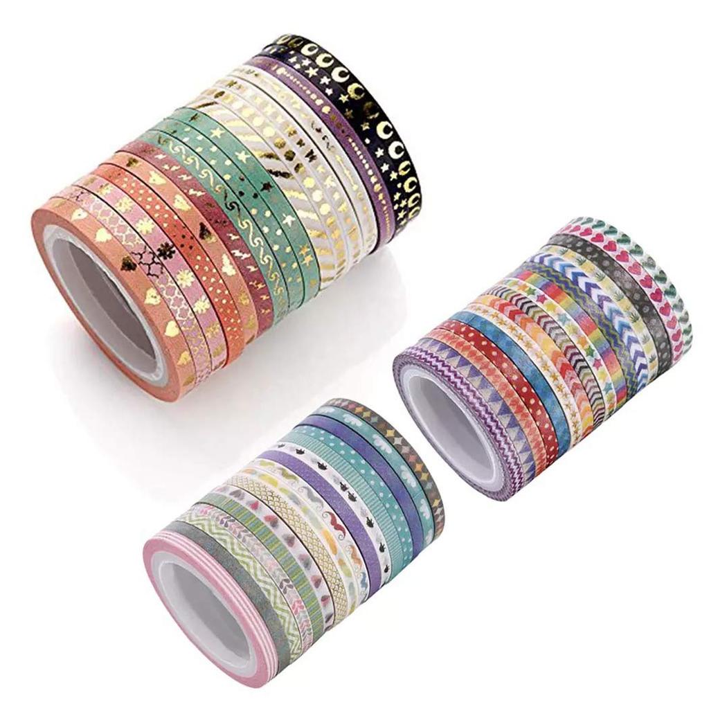 PBM Masking 48 Narrow Christmas Tape, Rolls, 3mm, Bulk, Thin, Wrapping, Gift, Decoration, Design, Colorful, Sparkling,