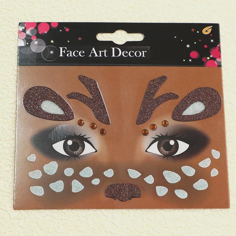 «Праздничные наклейки с мордочками оленей для празднования Рождества и Нового года»: Карнавальный, праздничный и сценический макияж.