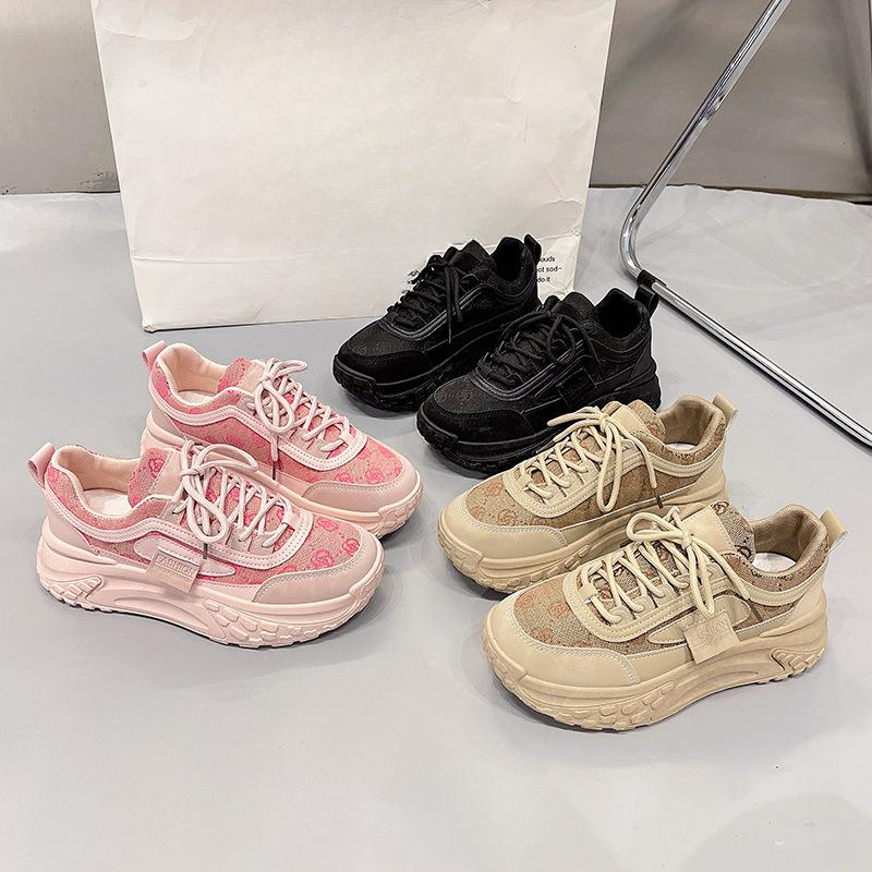 Breathable Dad Shoes Children's Small Fragrant Autumn New Thick-soled Versatile Feet Small Height-increasing Sports and Leisure Shoes