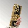 Чехол для телефона со стеклянной задней панелью, золотистый металлик, узор "Лев Богатства", для iPhone 17 16 15 14 13 12 11 Pro Max 15 14 Plus 17 Air 16E