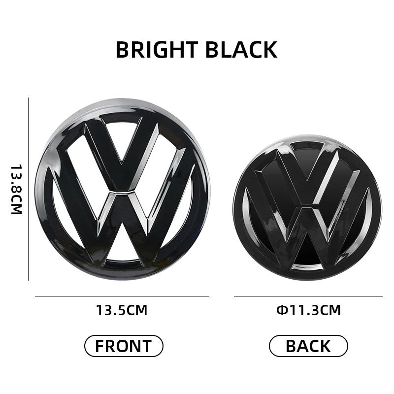 YKPSC1 For VOLKSWAGEN VW 2Pcs Chrome Car Front Radiator Grille Emblem 137MM+Rear Trunk Lid Badge 115MM Auto Emblem For Volkswagen VW Go