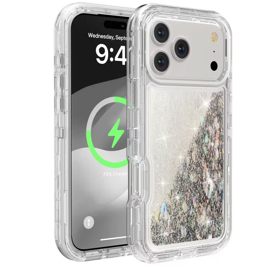 3-в-1 Военный противоударный бронированный чехол 3D блестящий динамический ударопрочный чехол для телефона для IPhone 17 Pro Max 16 15 14 13 12 Pro Max Нескользящий Otther с чехлом-коробкой