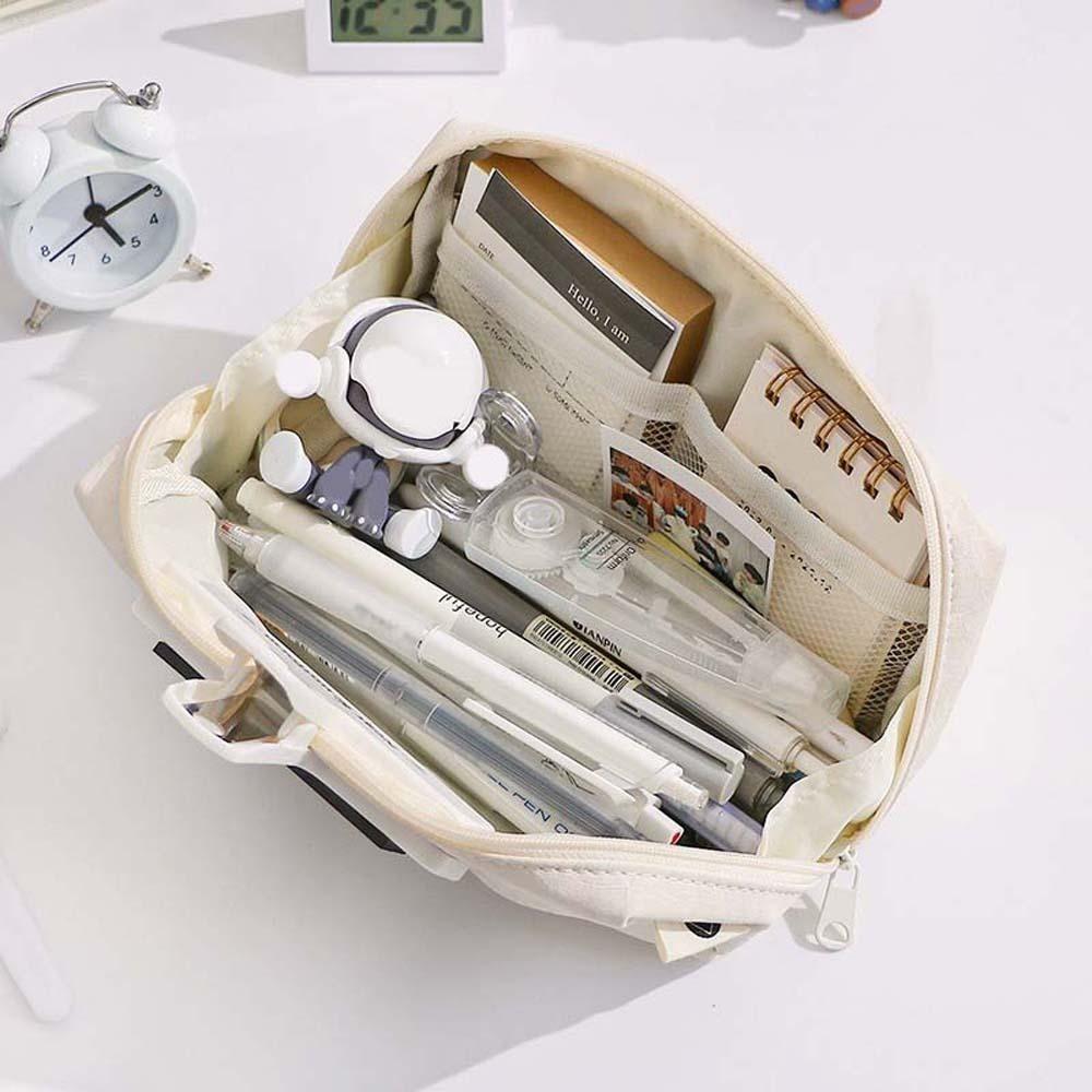 Desktop Storage Big Pencil Bag Cream White Yellow INS Pencil Pouch School Supplies