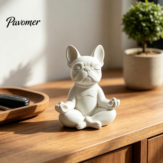 Glasses Holder Stand 3D Printed Bulldog Eyeglass Stand, Creative Meditation Dog Holder, Stable Desktop Sculpture for Eyewear Display Home Office Desk