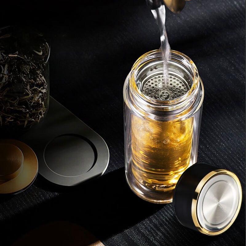 Fuguang Стеклянная бутылка для воды с двойными стенками и крышкой