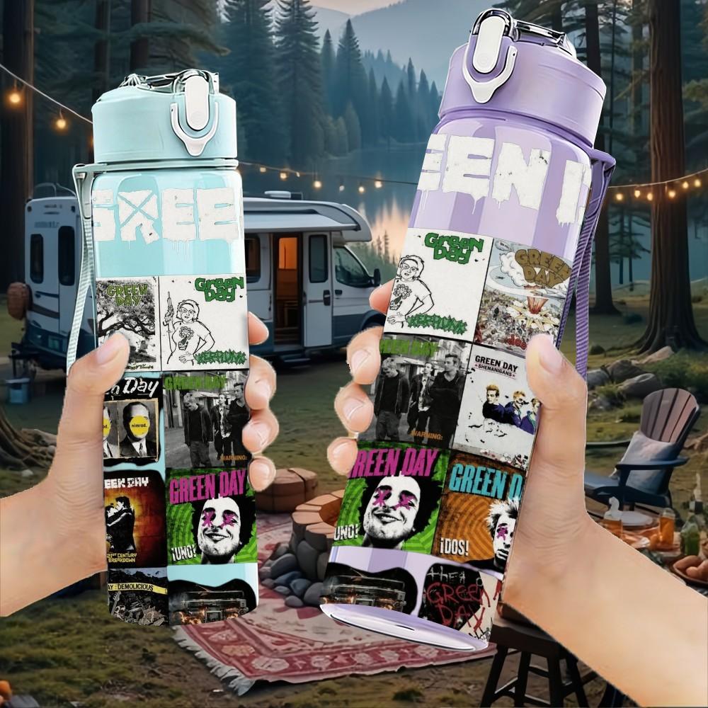 1PC Colorful Collage Photo 750ml sports water bottle leakproof straw lid outdoor office home