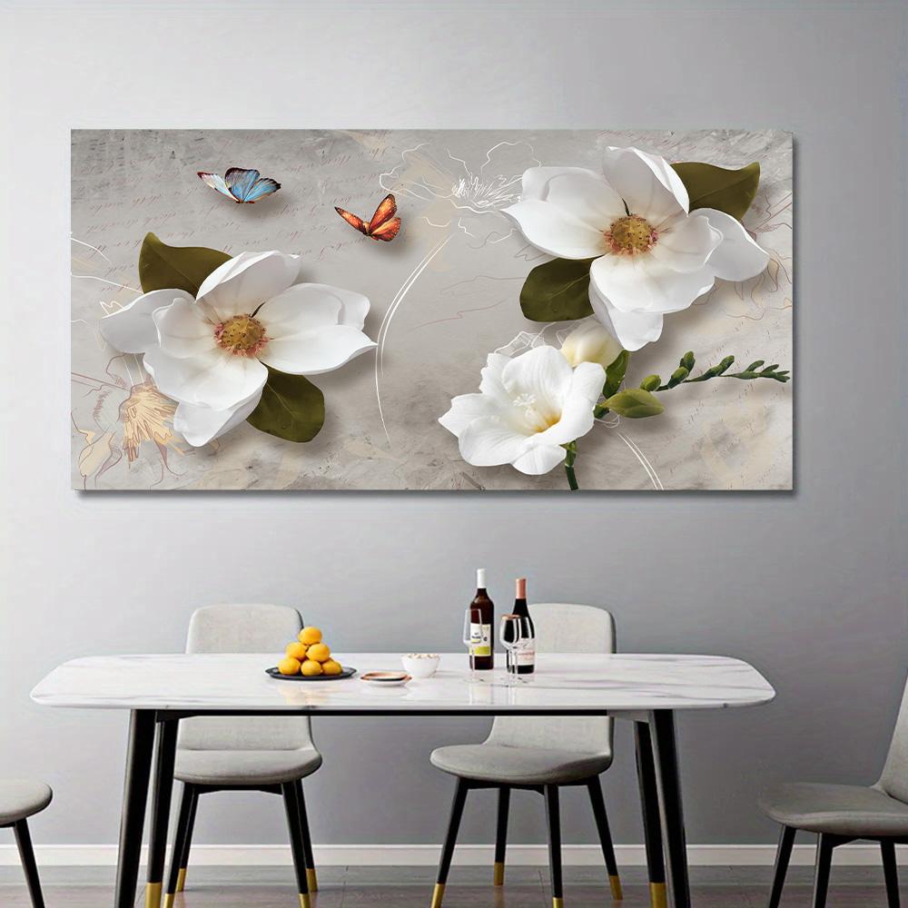 Абстрактные белые цветы настенный художественный постер большая белая роза ретро цветочная картина на холсте современная цветочная художественная печать декор для дома