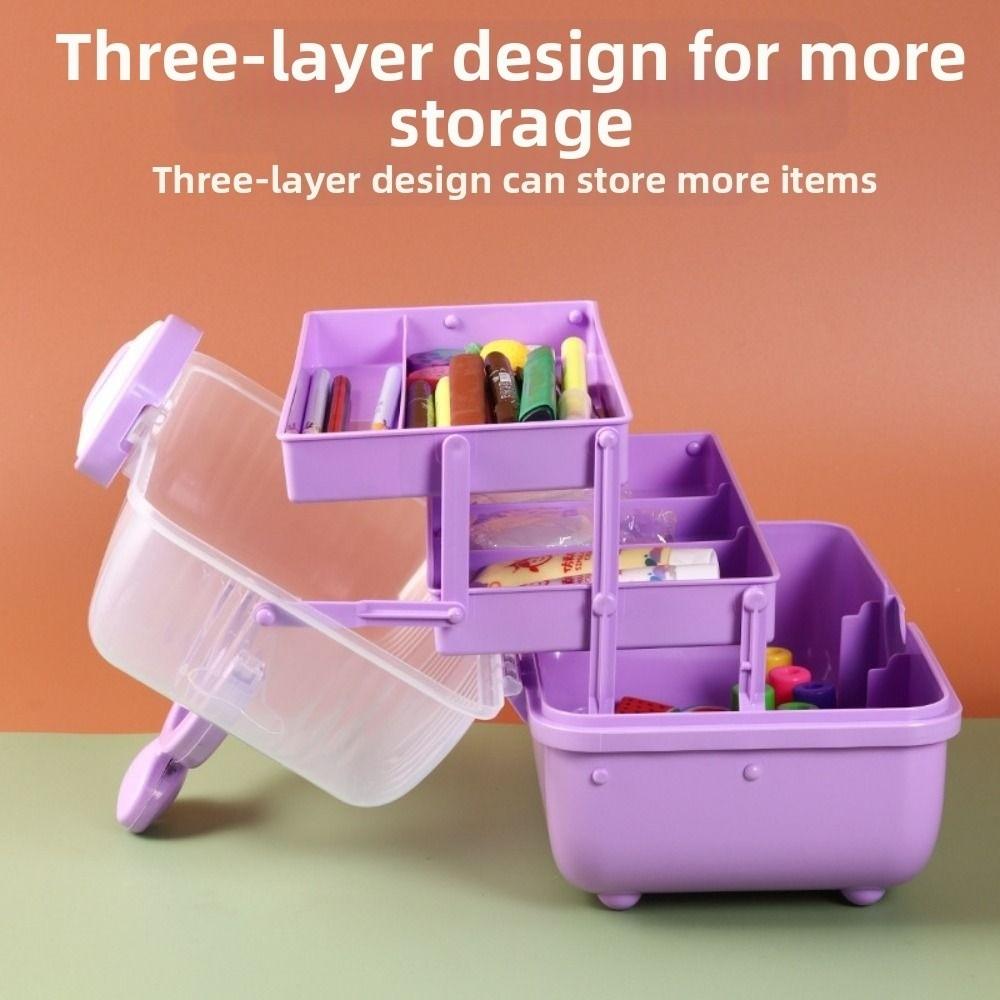 3 Layers Hairpin Storage Box Foldable Transparent Lid Toy Organizer Box Cartoon Large Capacity Jewellery Box Hair Accessories