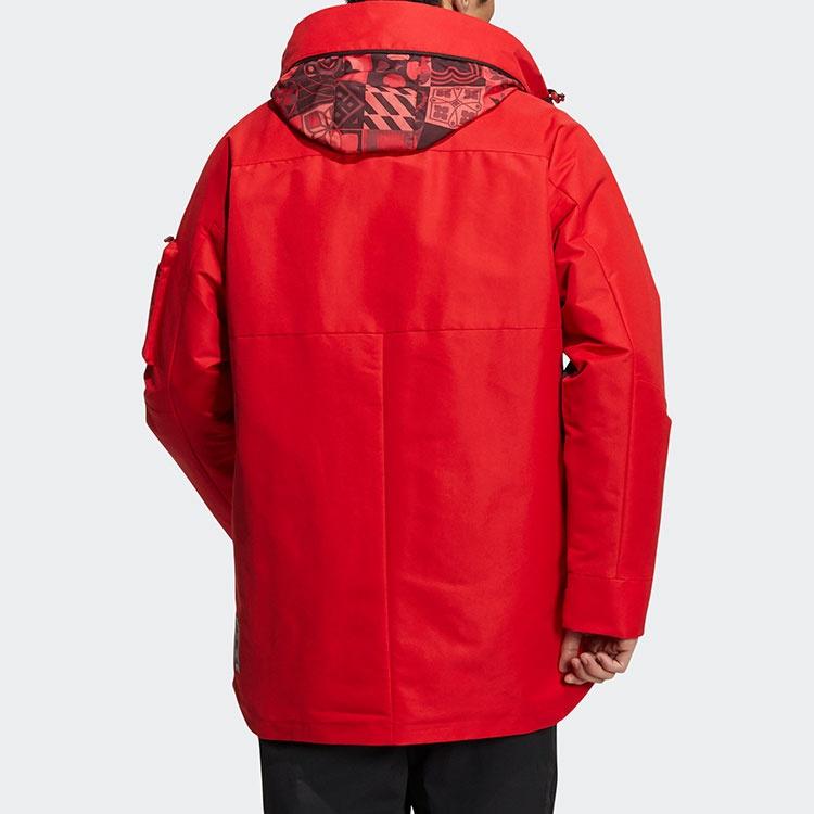 adidas Cny Топ Wvjk лимитированный Флис Сохраняет тепло Colorblock Куртка с капюшоном Красный Мужская HC0276