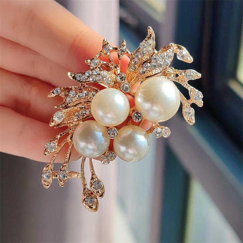 Броши из высококачественного сплава с бриллиантами и жемчугом, аксессуары для одежды, корсажи, булавки