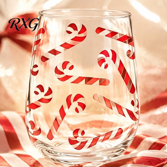 Reindeer Patterned Glasses Christmas Cocktails Glass, Santa Snowman Tree Design Tumbler, 300ml Lead-free Coffee Mug Holiday Drinkware for Cocktail