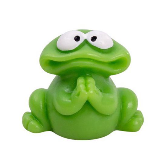 Mini Frog Figurines Cartoon Big Mouth Chorus Frog Statue for Moss Landscape Flower Pot Accessories Resin Miniature Desktop Ornament for Car Home Decor