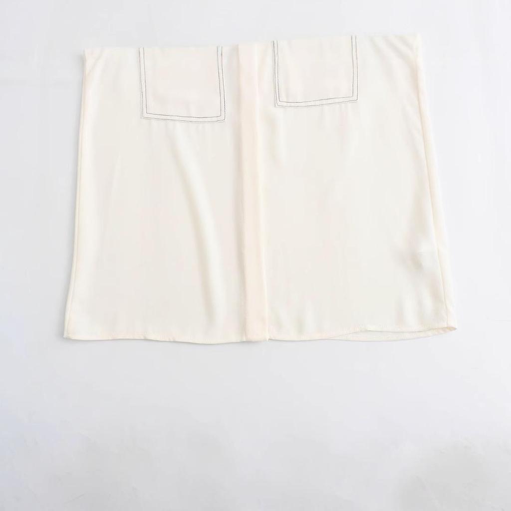 2025 Spring European & American Style Women's Color Block Topstitched Shirt