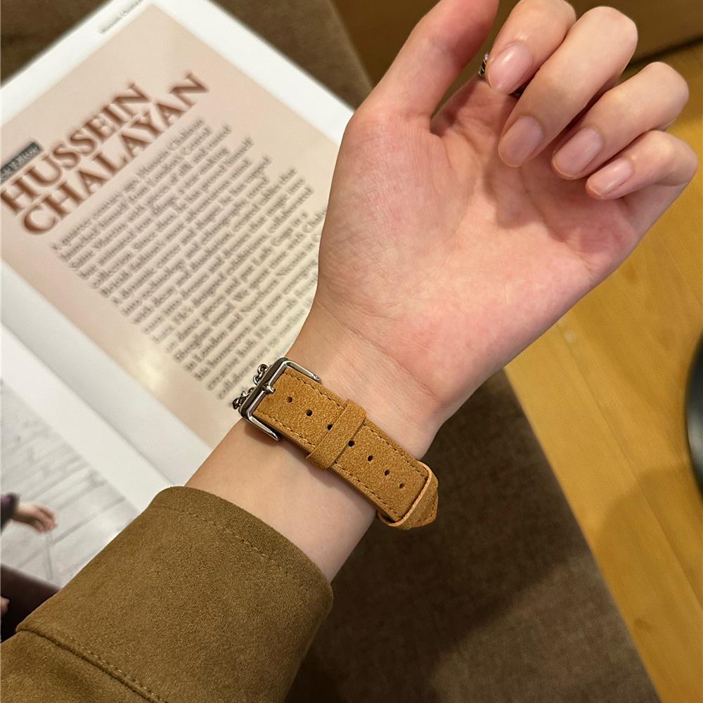 Модный замшевый кожаный ремешок в стиле панк для Apple Watch Series 9, 8, 7, 6, ремешок с пряжкой для Iwatch Ultra 2, 4, 5, 6se, браслет 41, 45 мм, 49 мм, 40, 44 мм, ремешок