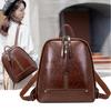 Casual Backpack Fashion Spring Summer Retro Oil Wax Leather Backpack Large Capacity Travel Bag