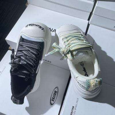 @@Шелковый узор открытая улыбка парусиновые туфли новые женские на толстой подошве с увеличением высоты уродливо милые туфли на платформе с большой головой низкие