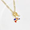 Gold-Plated Venezuela Dominican Mexico Map Flag Pendant Zircon Necklace For Men Women Casual Vacation Neck Jewelry Fine Gift