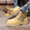 Fashion Genuine Leather Luxury Winter Plush Warm Snow Boots Yellow Boots for Men Women Fashion British Style Work Shoes Autumn Plus Size