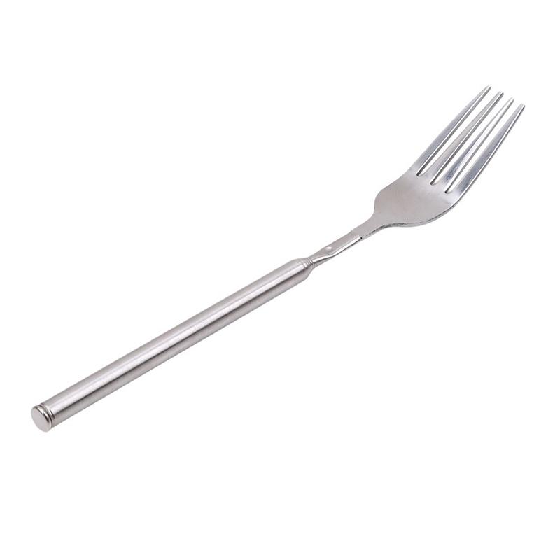 Silver Stainless Telescopic Extendable Fork Dinner Fruit Dessert Long Cutlery Forks Bbq Meat Fork Kitchen Dinnerware Tableware
