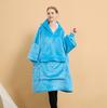 Manufacture Comfortable 100% Polyester Hooded Blanket Flannel Fleece Solid Color Cozy Warm Blanket Hoodie